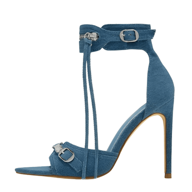 Women's Zip Tassel Sandals Metal Rivet Buckle Pointed Open Toe Sexy Heels Wedding Banquet Shoes Stiletto, Drestiny, Heels, High Heels, Sandals, Peep Toe Sandals, Stilettos, United States, USA, Canada, Australia, New Zealand, United Kingdom, UK, Pink, White, Black, Denim Blue, Silver, 6, 7, 8, 9, 10, 11, peep toe high heel sandals, peep toe heels, open toe high heels, strappy peep toe heels, platform peep toe heels, shopdrestiny.com